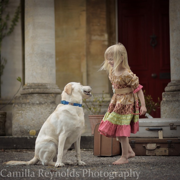 outdoor children photo shoot Cotswolds girls and dog