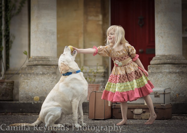 outdoor children photo shoot Cotswolds girls and dog