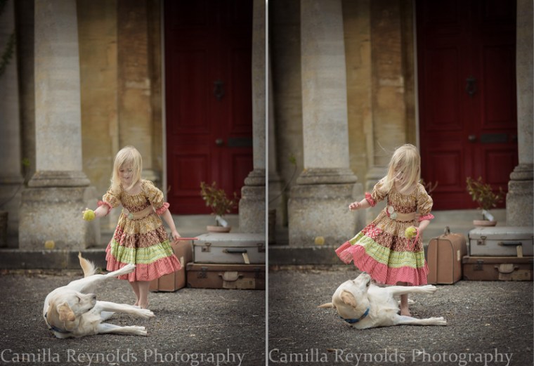 outdoor children photo shoot Cotswolds girls and dog