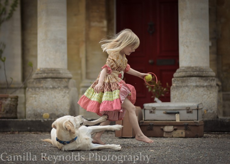 outdoor children photo shoot Cotswolds girls and dog
