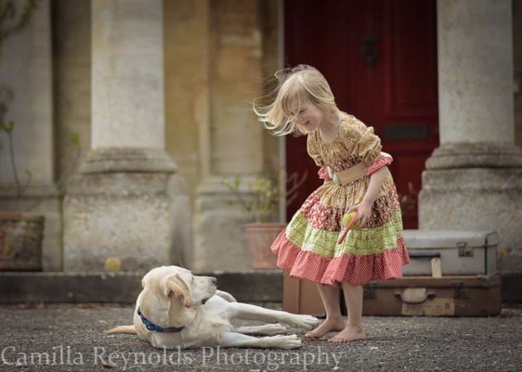 outdoor children photo shoot Cotswolds girls and dog