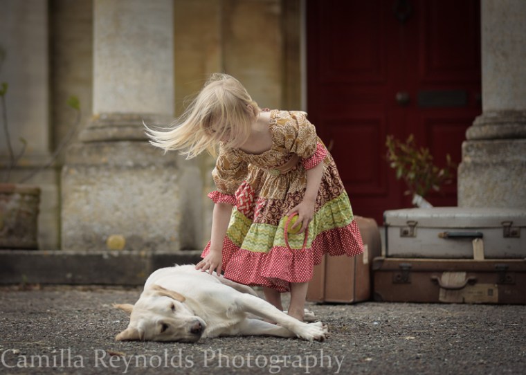 natural children photography Cotswolds girls and dog