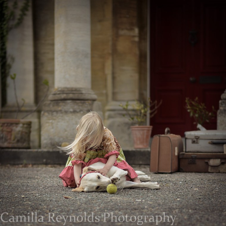 natural children photography Cotswolds girls and dog