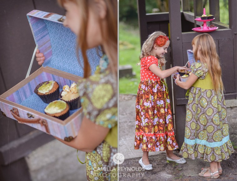 creative children photo shoot Cotswolds girls and cupcakes