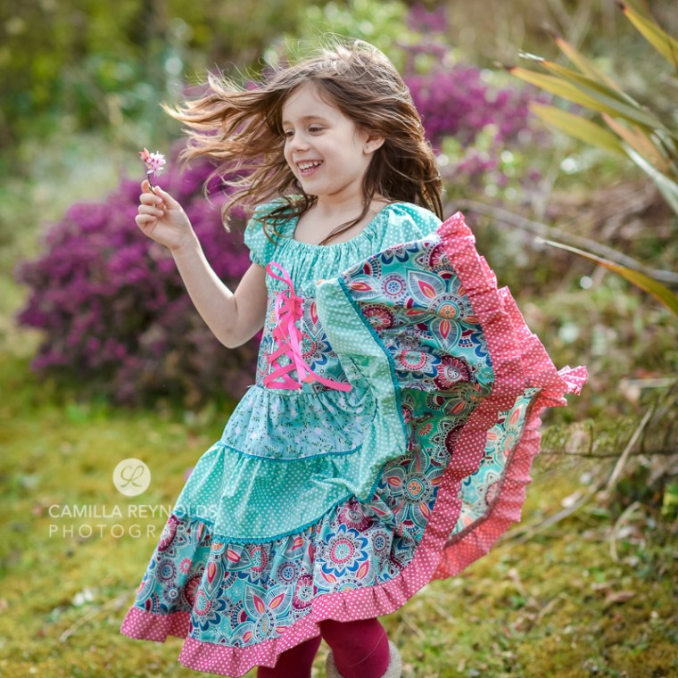 outdoor children photo shoot Gloucestershire Cotswolds girl in a dress