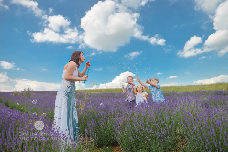 natural children photo shoot Cotswolds bubbles lavender
