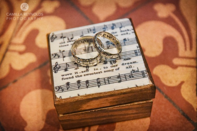 wedding rings music sheet paper theme Cotswolds