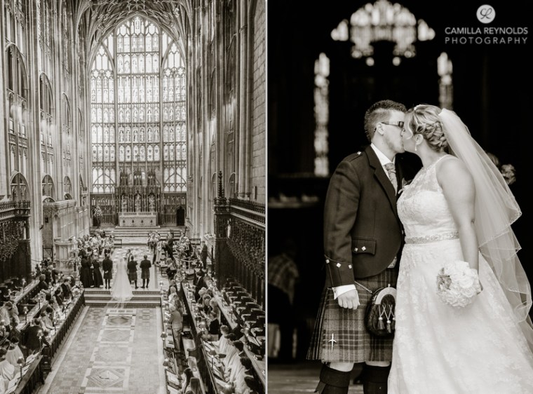 first kiss wedding photography Gloucester Cathedral Gloucestershire