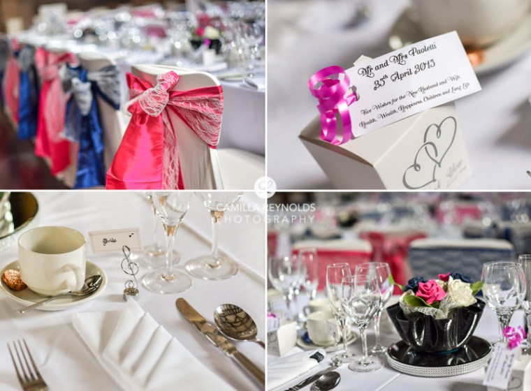 table settings wedding navy pink Cotswold photography