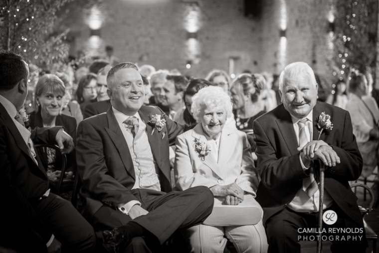 ceremony groom Cripps barn  Cotwold wedding