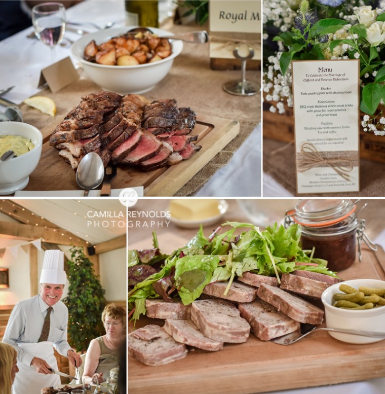 steak wedding food Cripps Barn photographers Cotswolds