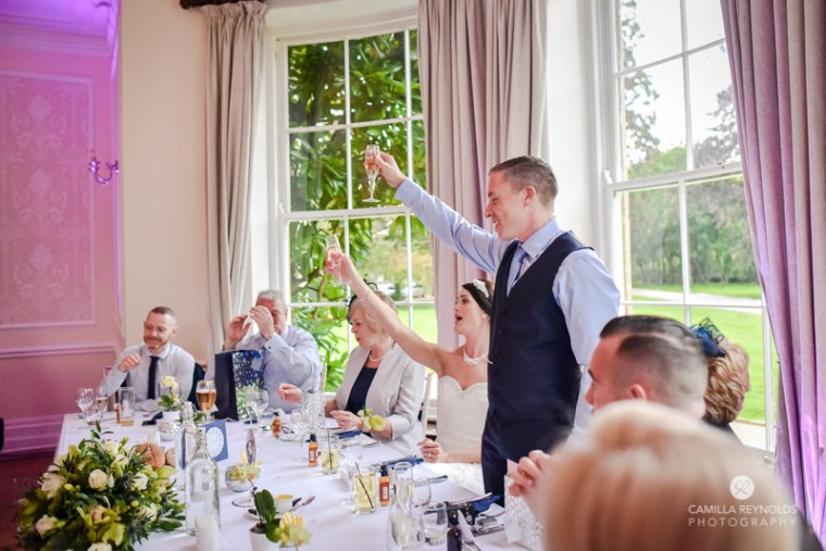 Cotswold wedding Eastington park toast