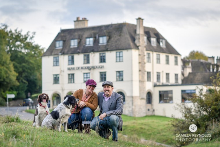 couple with dogs the bear of rodborough cotswolds