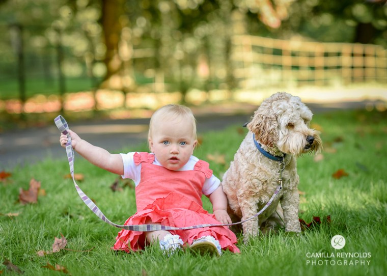 baby and dog photo shoot