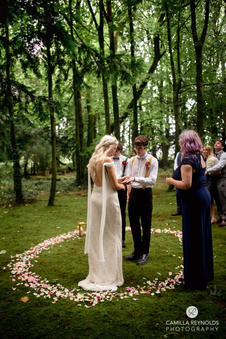 rose petal circle wedding woods matara