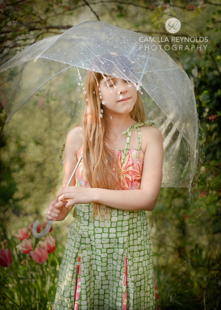 girl rain umbrella fine art photo Cotswolds uk