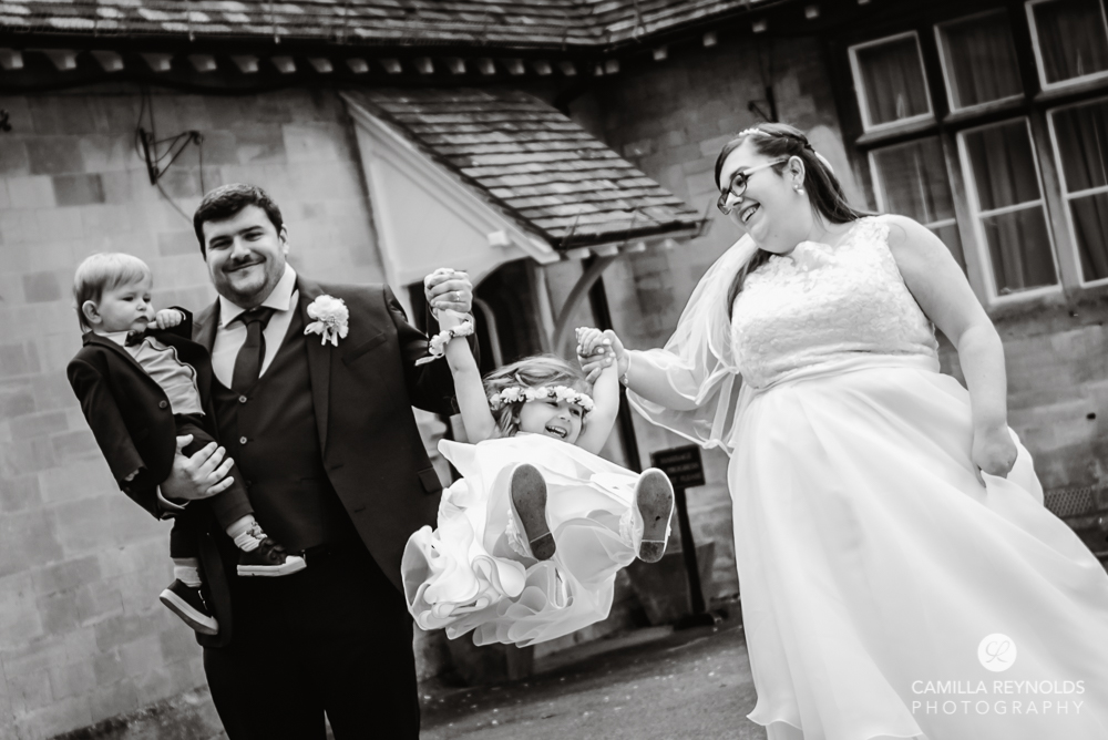 bride and groom with children micro wedding photography