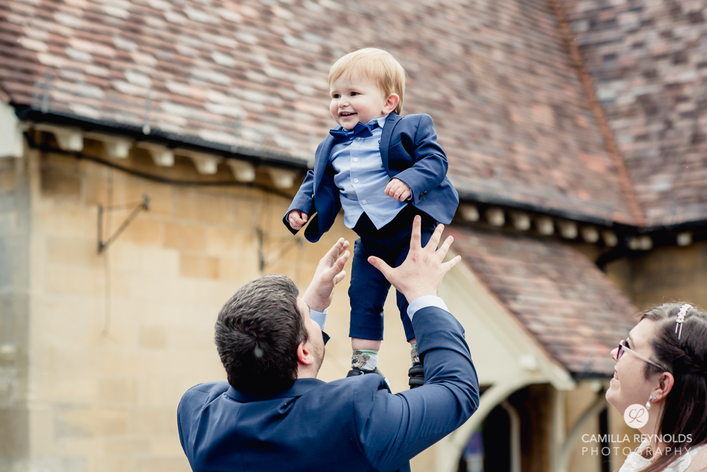 groom and page boy fun relaxed wedding photography Cotswolds