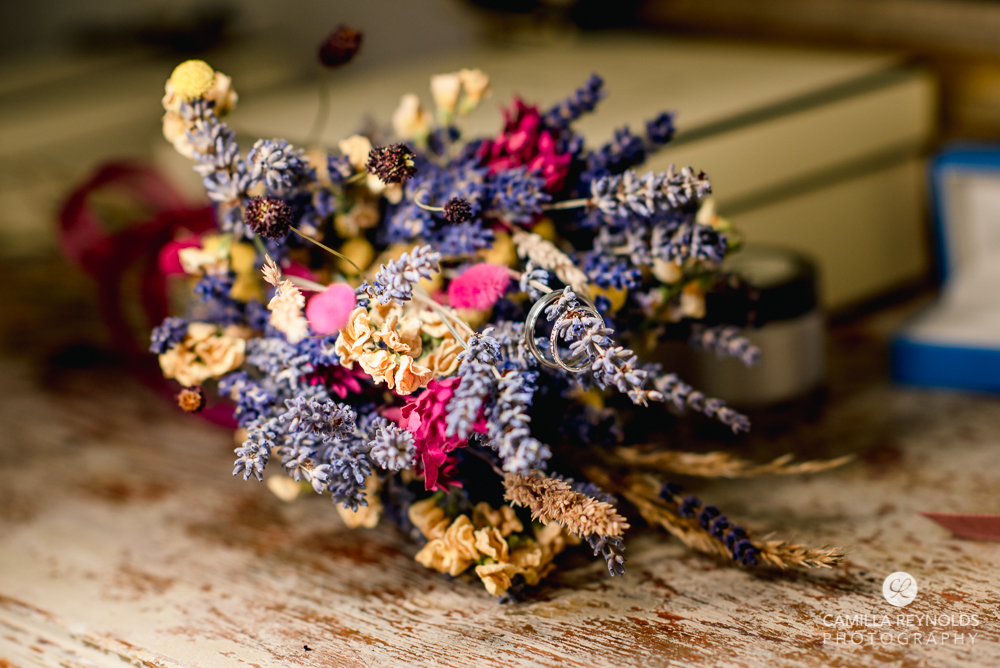 bridal bouquet with rings wiltshire wedding photography