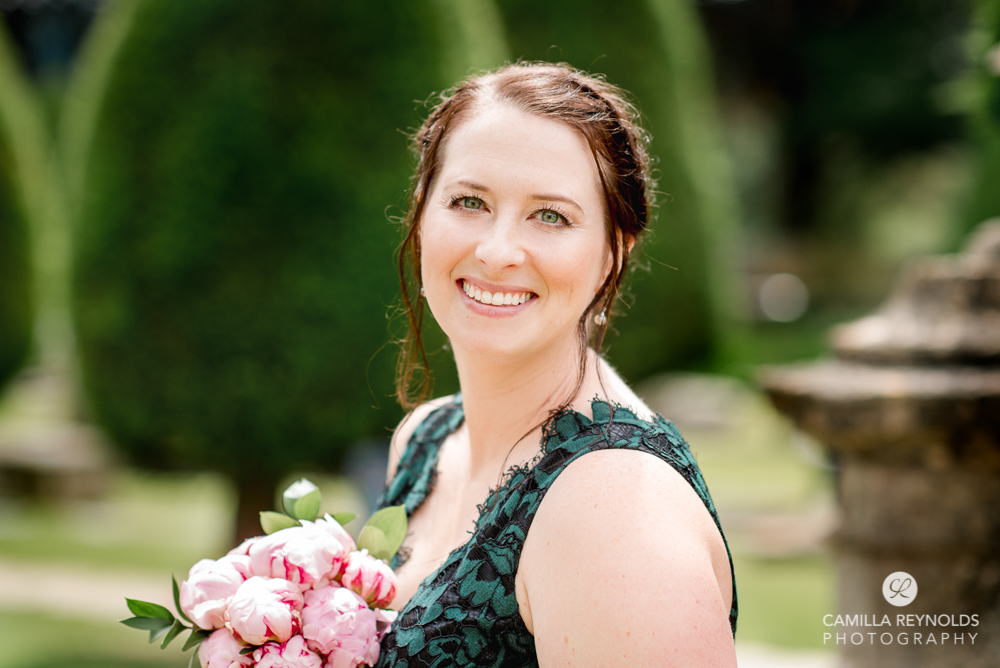 portrait beautiful bride green wedding dress somerset wedding photography