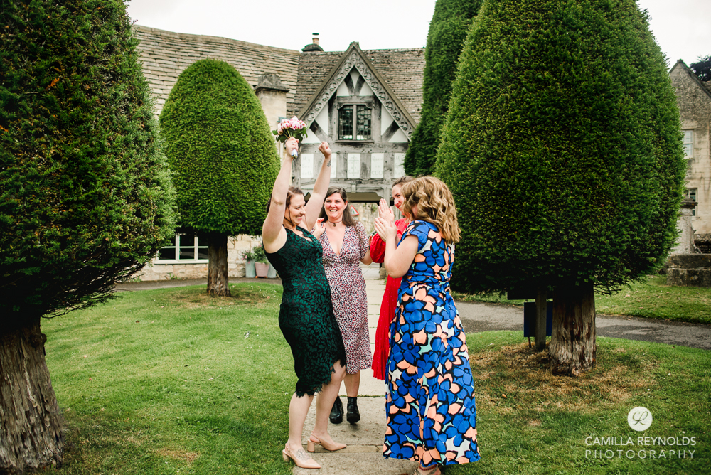 natural colourful wedding photography bride and bridesmaids painswick 