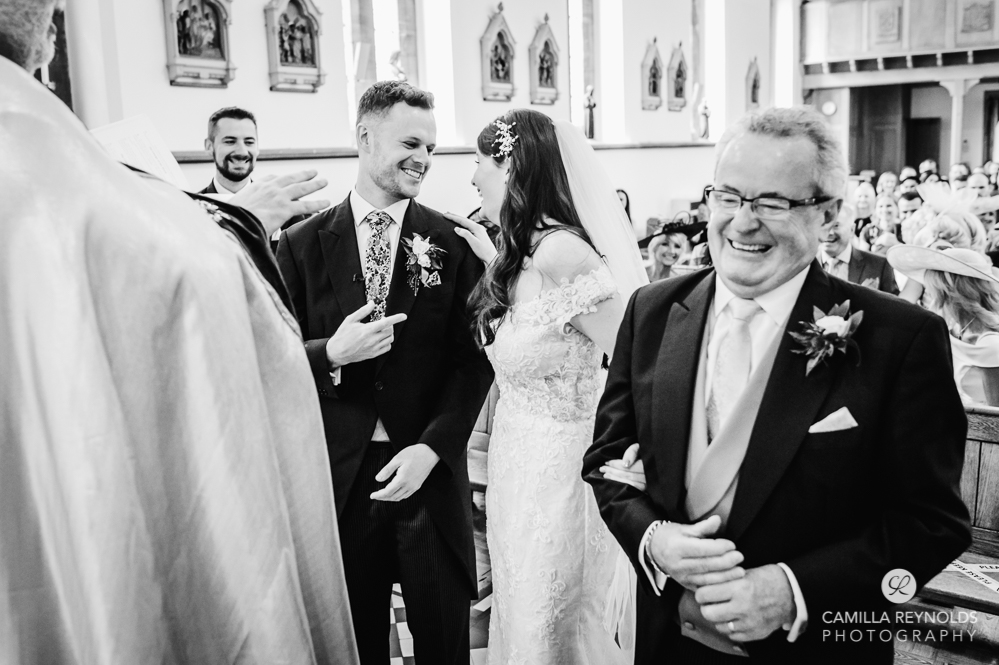 wedding ceremony church black and white