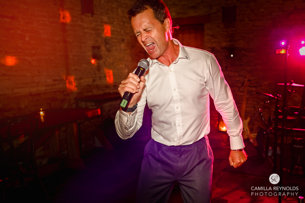 wedding disco dad singing cripps stone barn gloucestershire