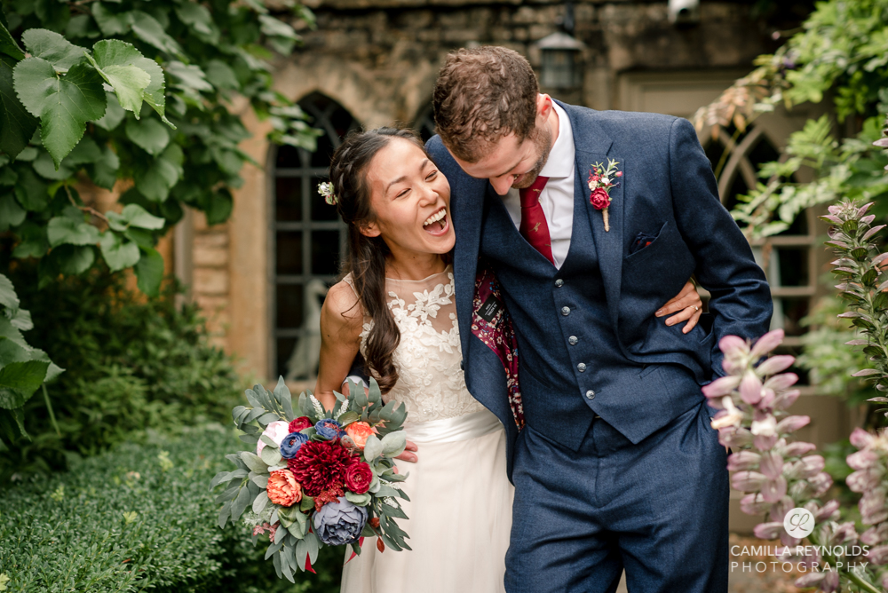bride and groom in manor house hotel wedding Gloucestershire