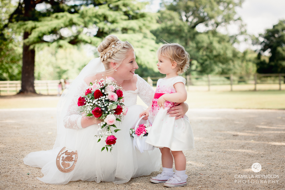 bride and flower girl cotswold wedding photography