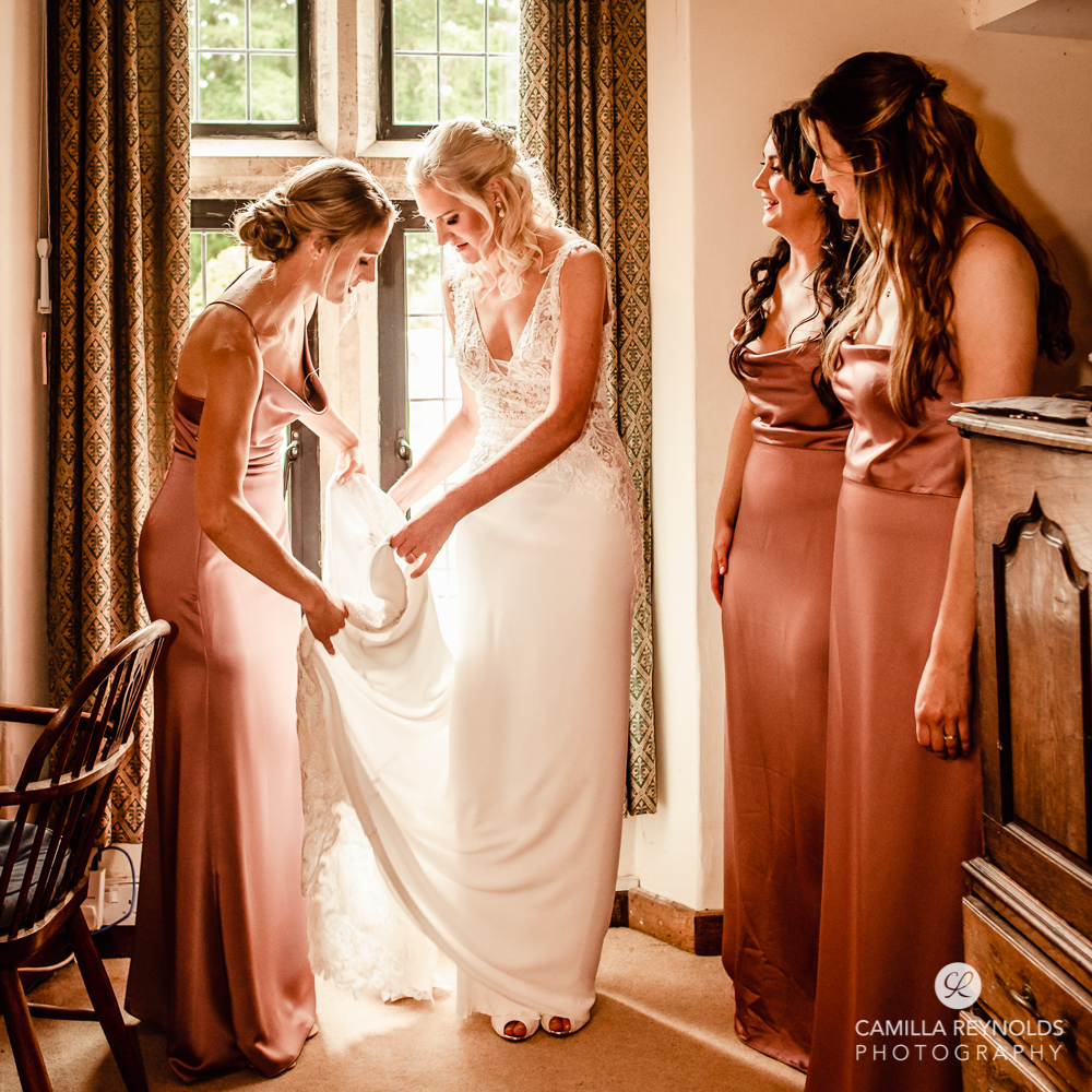 bride and bridesmaids natural wedding photography Cotswolds uk