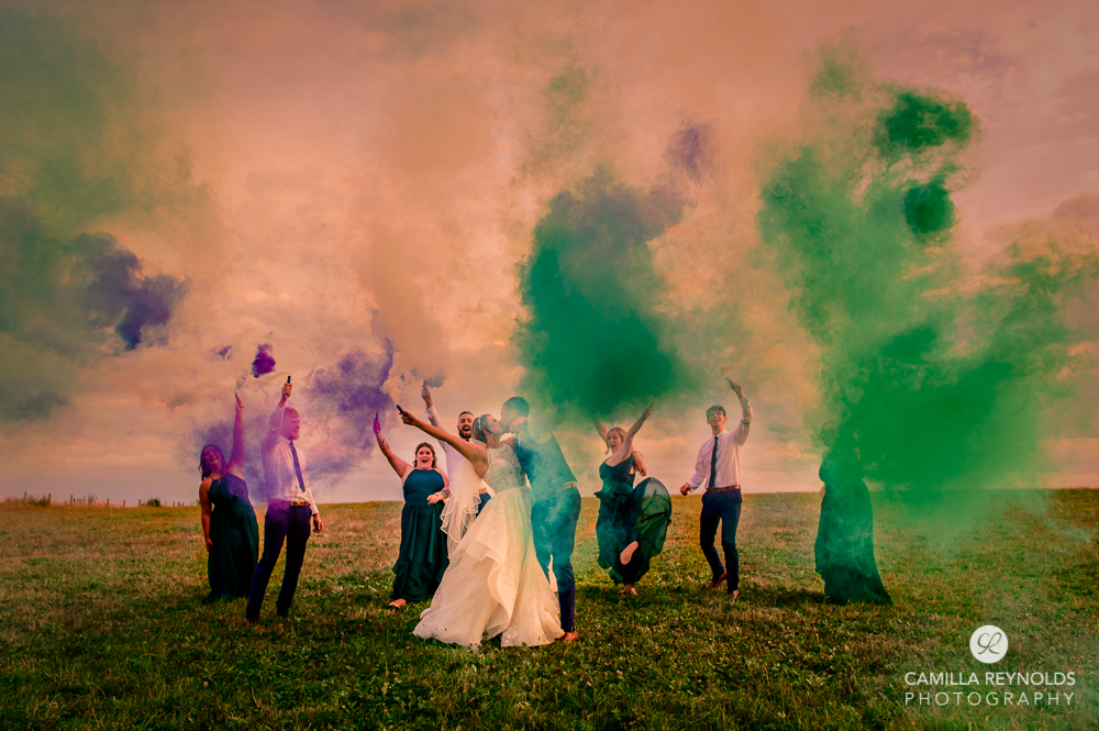 coloured smoke flares wedding photography wiltshire gloucestershire