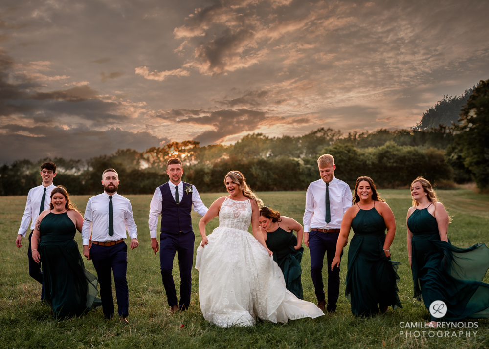 bride walking sunset wedding  photography  uk