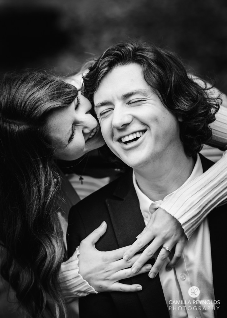 couple laughing engagement photo shoot cotswold wedding