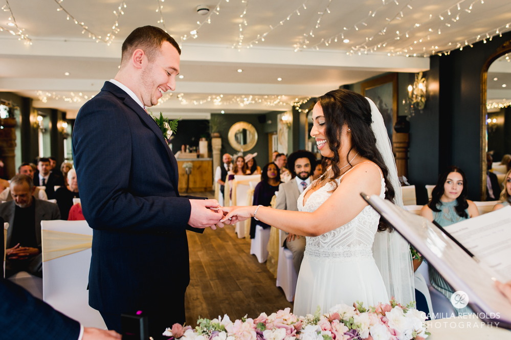 exchange of rings wedding ceremony old lodge cotswolds