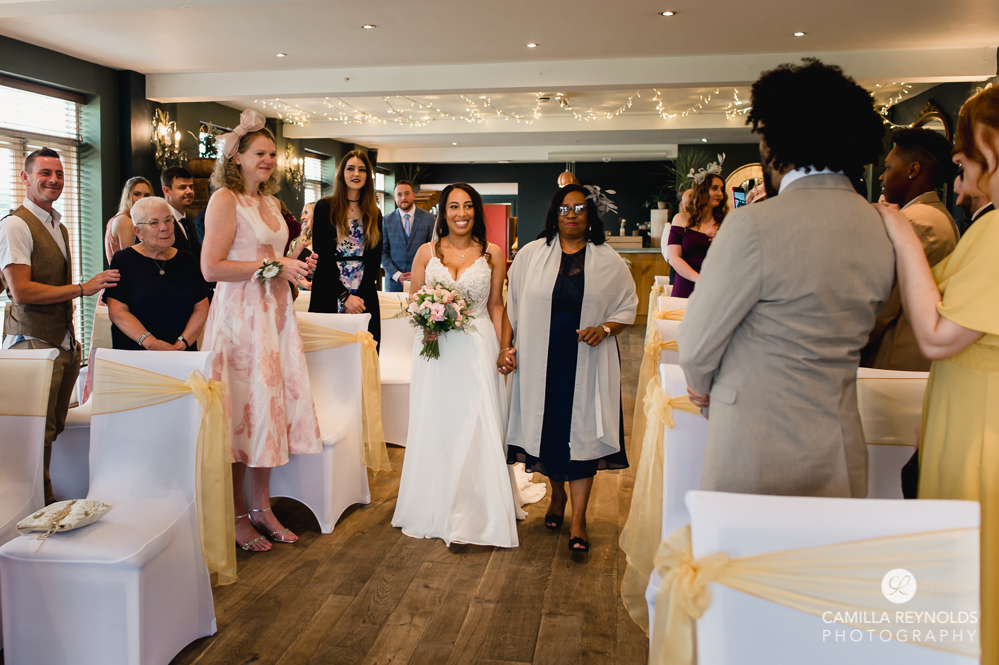 mum giving away bride old lodge wedding stroud