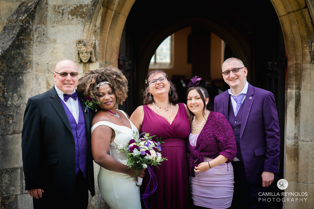 group shot alternative wedding purple