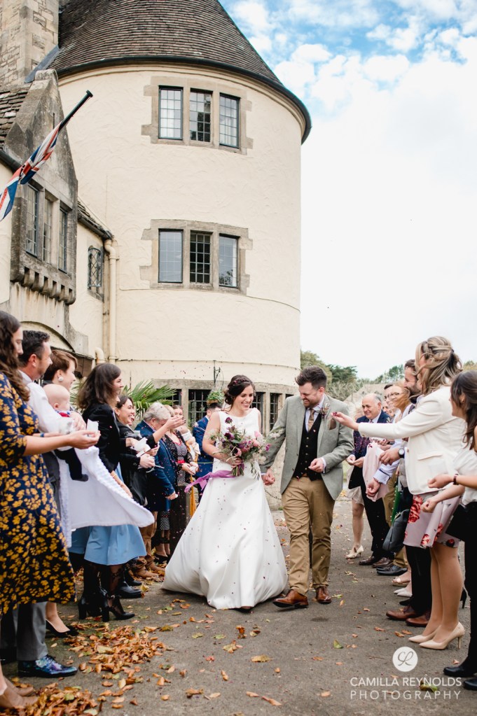 bride and groom confetti bear of rodborough cotswolds