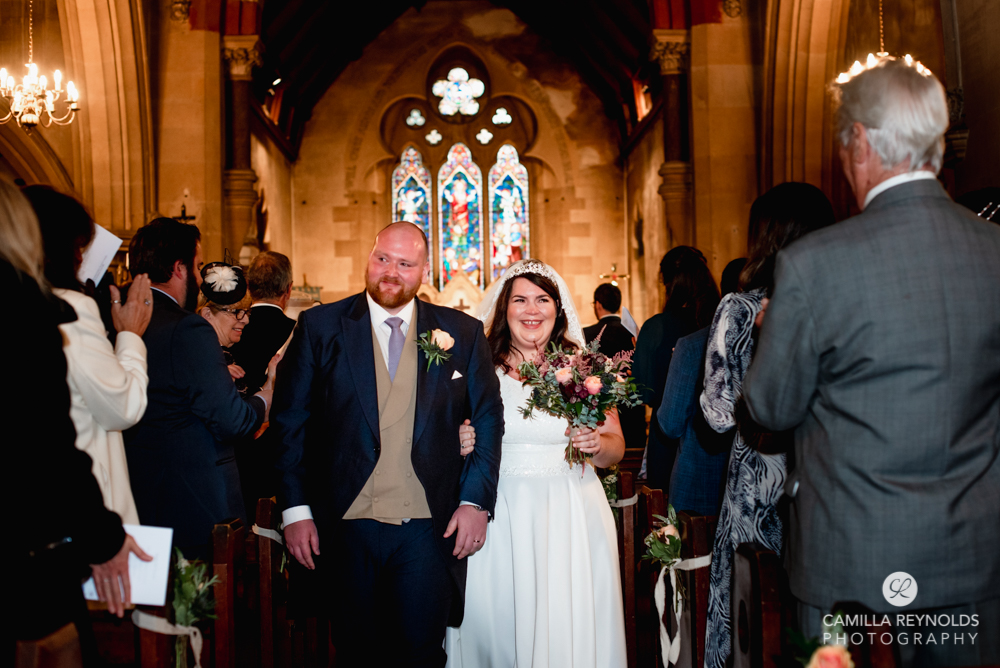 bride and groom church wedding gloucestershire