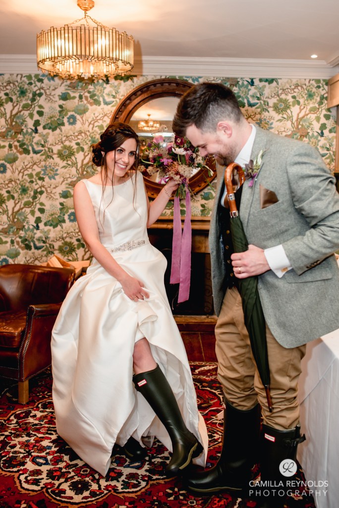 bride wellies colourful bright wedding photography 