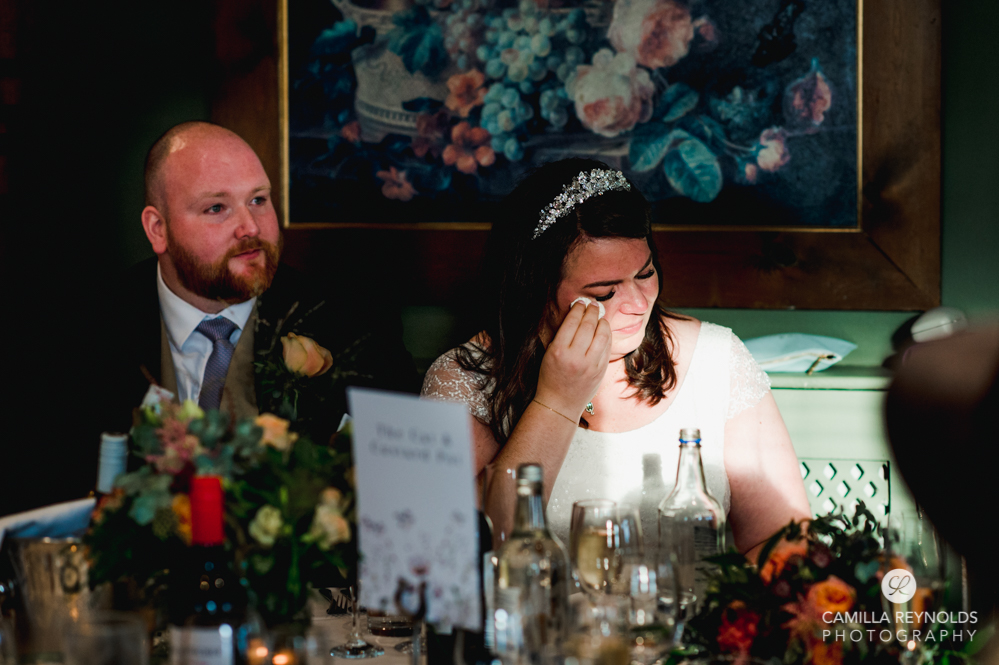 bride crying wedding speeches old lodge cotswolds