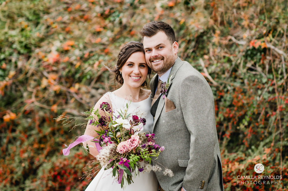 bride and groom autumn cotswold wedding photography