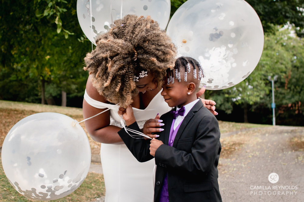 bride mum and son wedding ballons