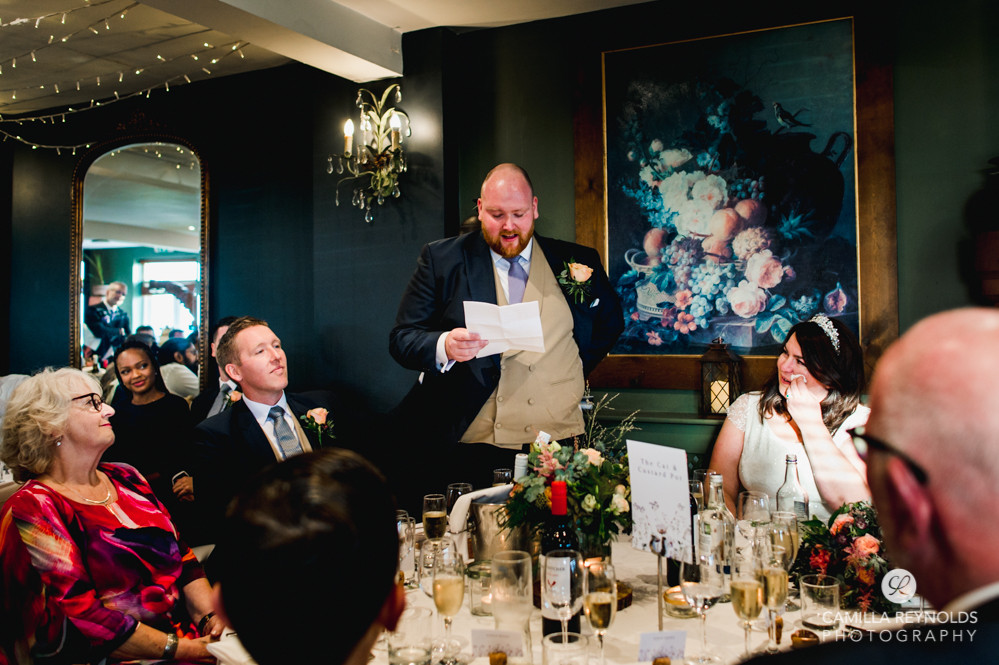 groom speech wedding photography the old lodge cotwsolds stroud