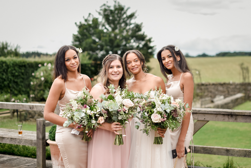bride and bridesmaids wedding photography cripps barn cotswolds