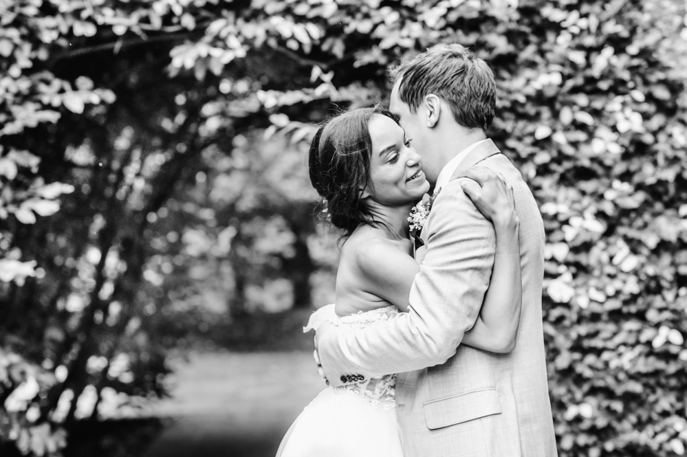 bride and groom black and white traditional photography