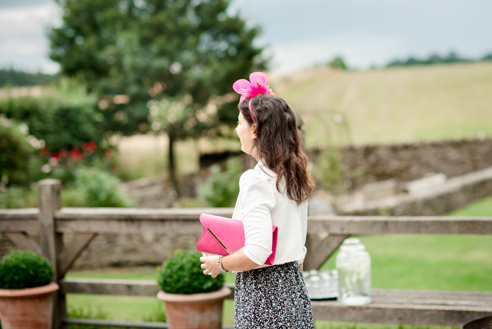 wedding guest fascinator cripps barn cotswolds