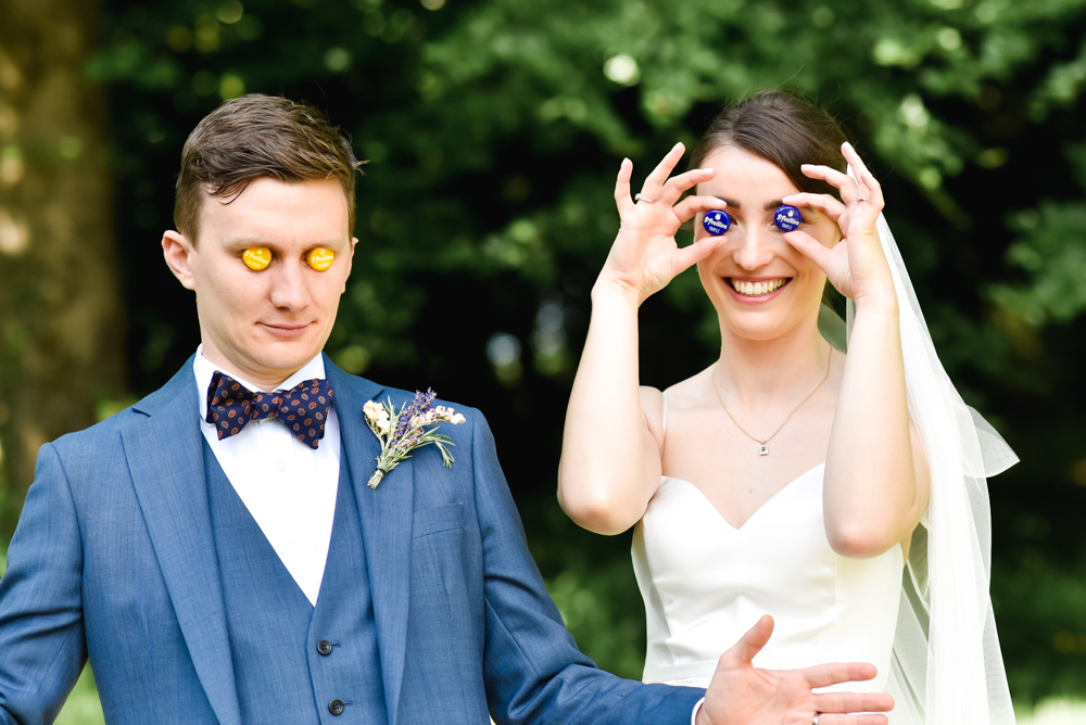 bride and groom fun wedding photography