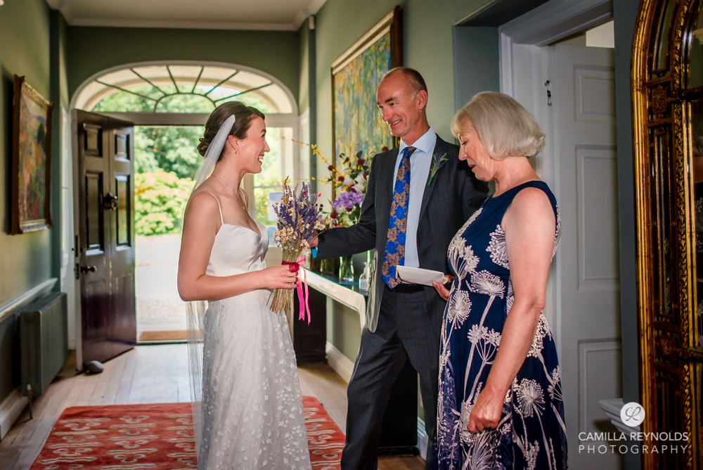 bride and parent manor house wedding cotswolds