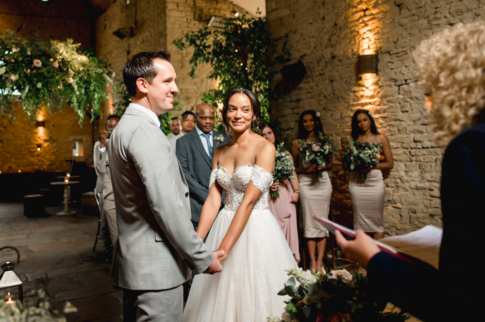 bride groom wedding ceremony cripps barn gloucestershire