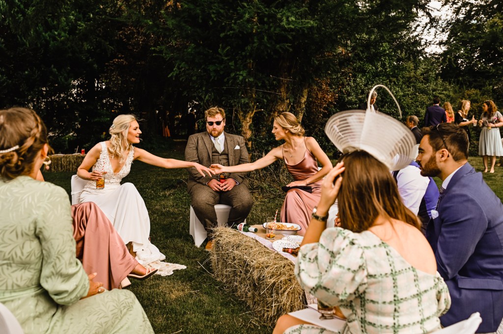 festival style wedding hay bales